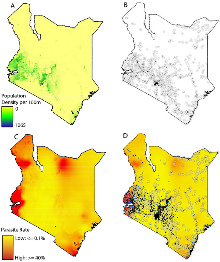 Layers of population, CDR towers, and parasite maps